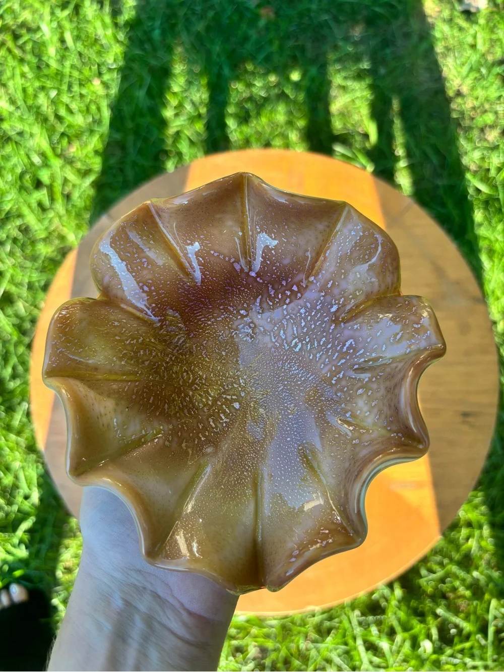 VINTAGE HAND BLOWN GLASS ITALIAN TRINKET DISH/ASHTRAY. HANDMADE IN MURANO.